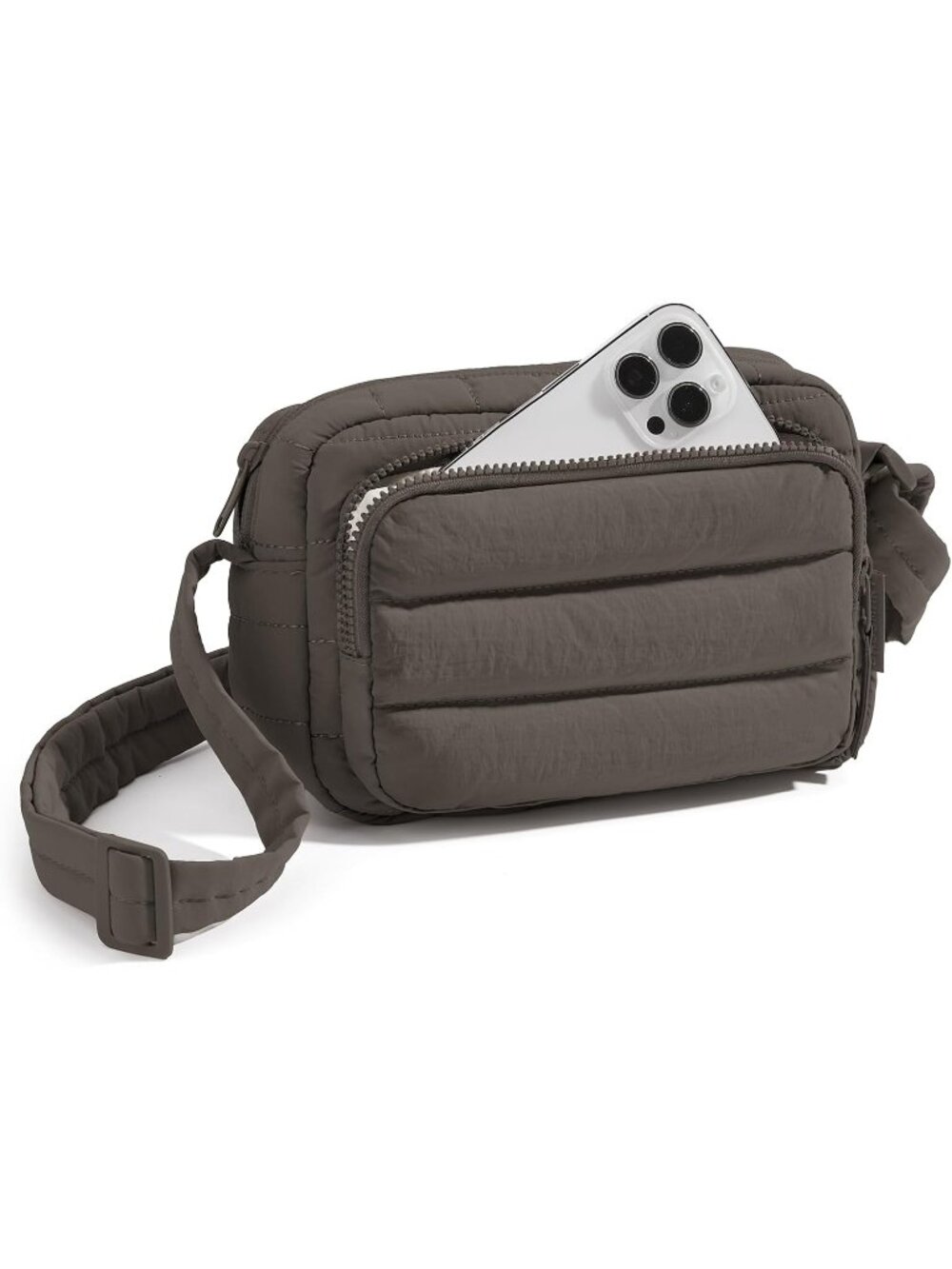 👜Women's Grey Puffer Crossbody Bag RFID Travel Purse Small Handbag Wallet